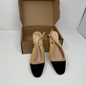 NWT Blenin European Elegant Tan and Black Women's Slingback Shoes